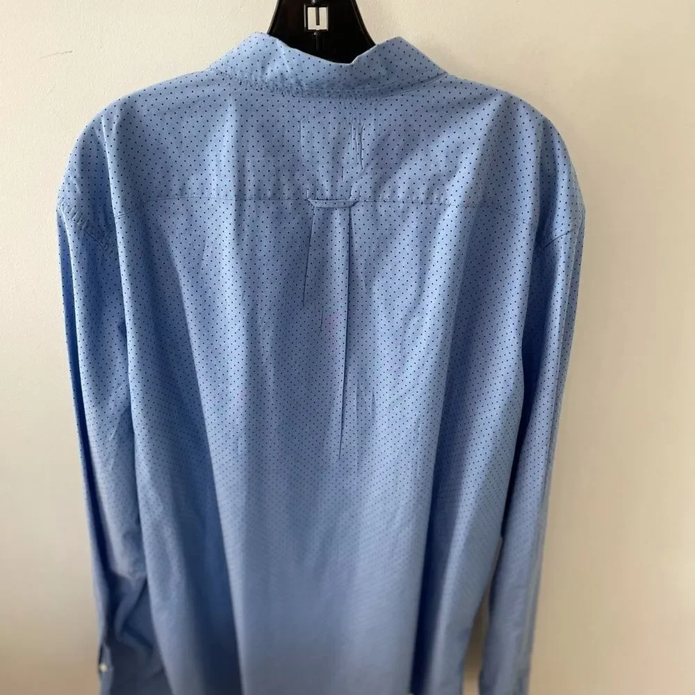 American Eagle Sz XXL Dress shirt Blue polkadot long sleeve button down collar - Picture 5 of 6